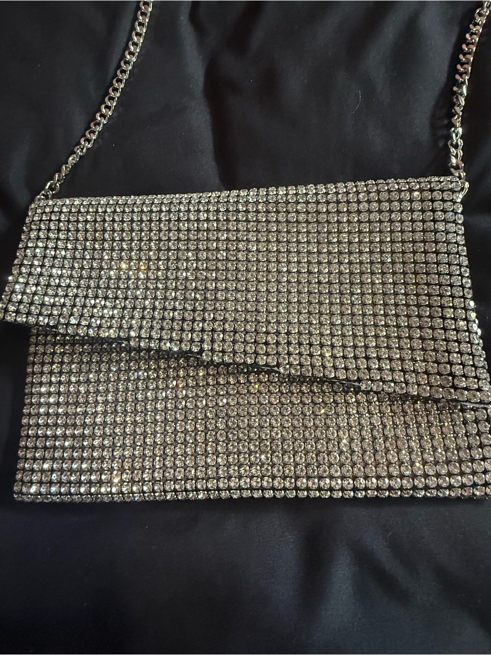 Silver Crystal Mesh Chain Shoulder Bag - Picture 2 of 4